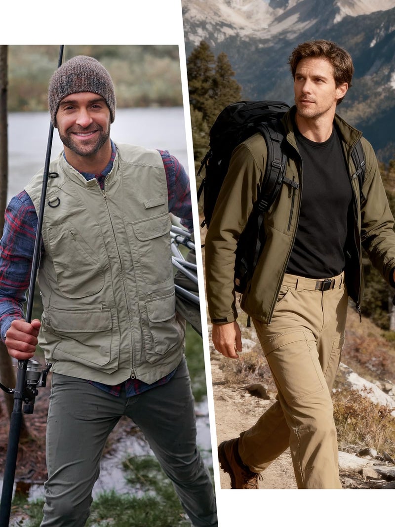 FREE SOLDIER Men's Outdoor Cargo Hiking Pants with Belt Lightweight Waterproof Quick Dry Tactical Pants Nylon Spandex (Sand 32W/30L) - Image 5